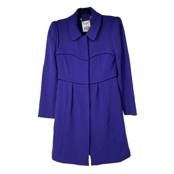 Tibi Purple Wool Snap Button Dress Pea‎ Coat Sz 6 - Picture 1 of 11